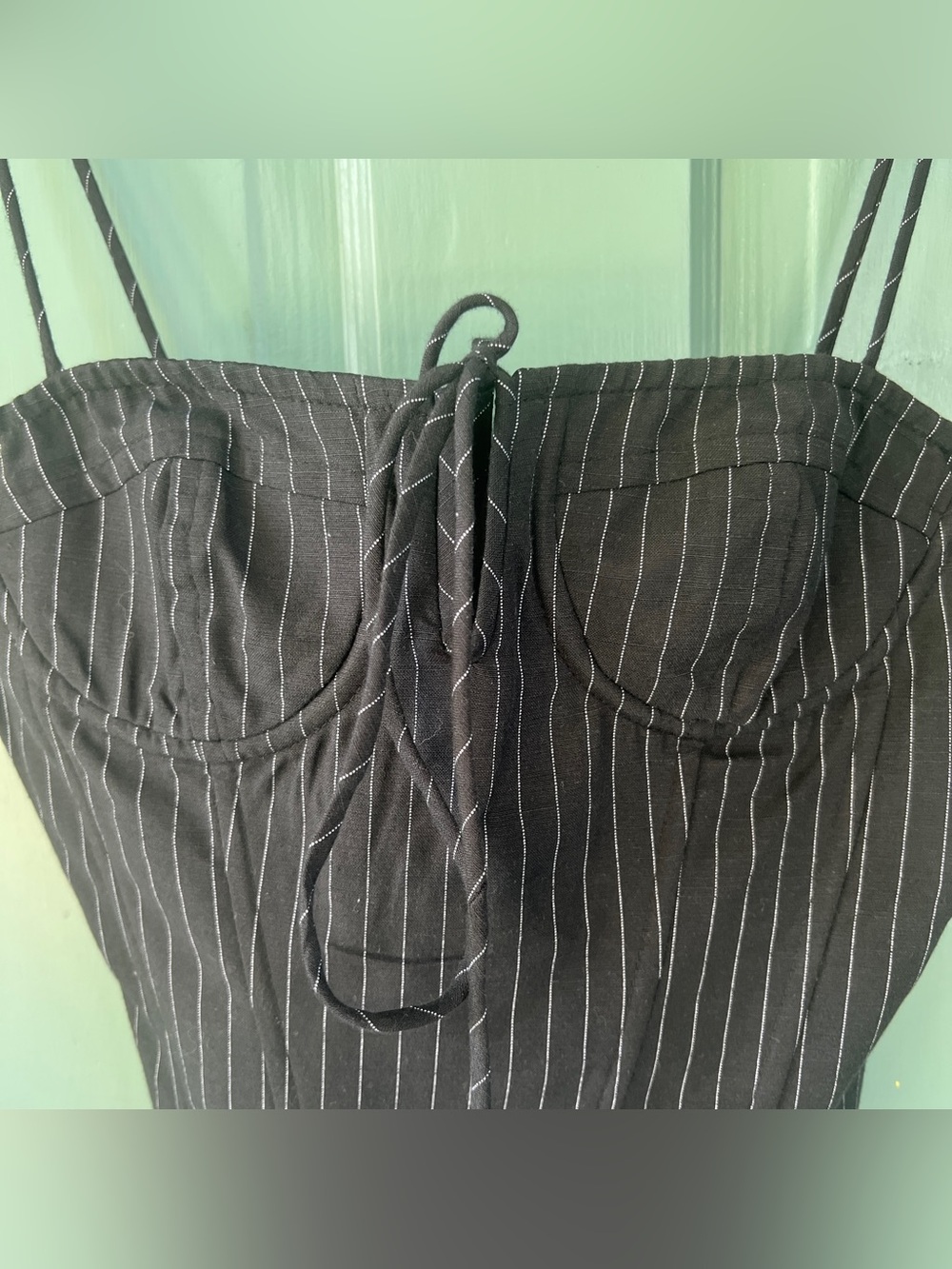 NWT New Lioness La Quinta corset black onyx pinstripe XS Shopbop revolve - Picture 2 of 16
